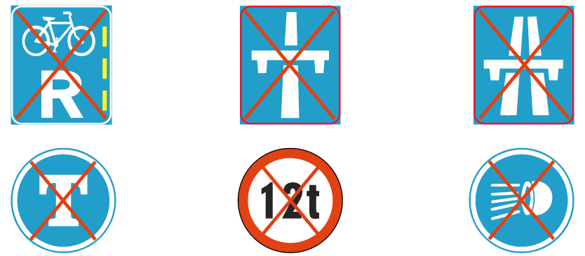 Examples of de-restriction signs